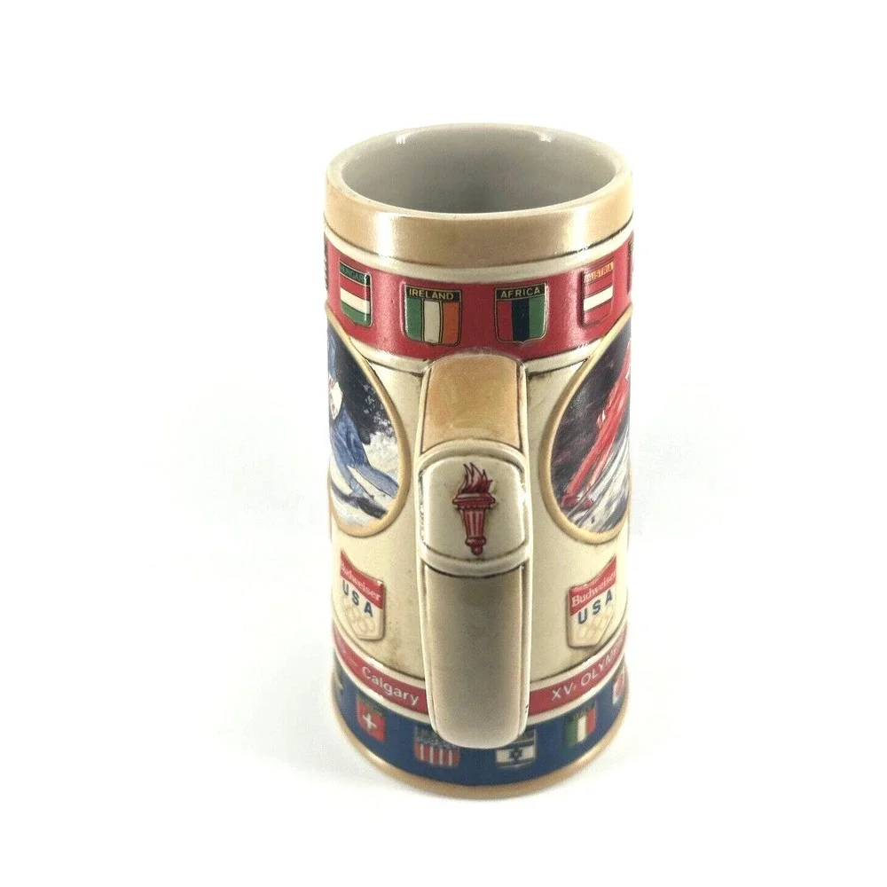 Vintage Budweiser U.S.A Calgary 1988 Olympic Winter Games Beer Mug Stein‎